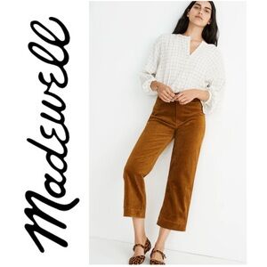 MADEWELL Slim Emmett Wide-Leg Crop Pant Corduroy Academia Old Money Preppy Wm 23